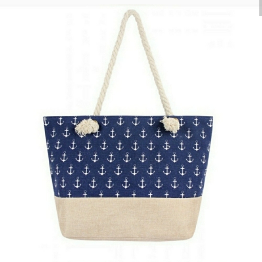 Riah Fashion Anchor Tote Bag Rope Handles